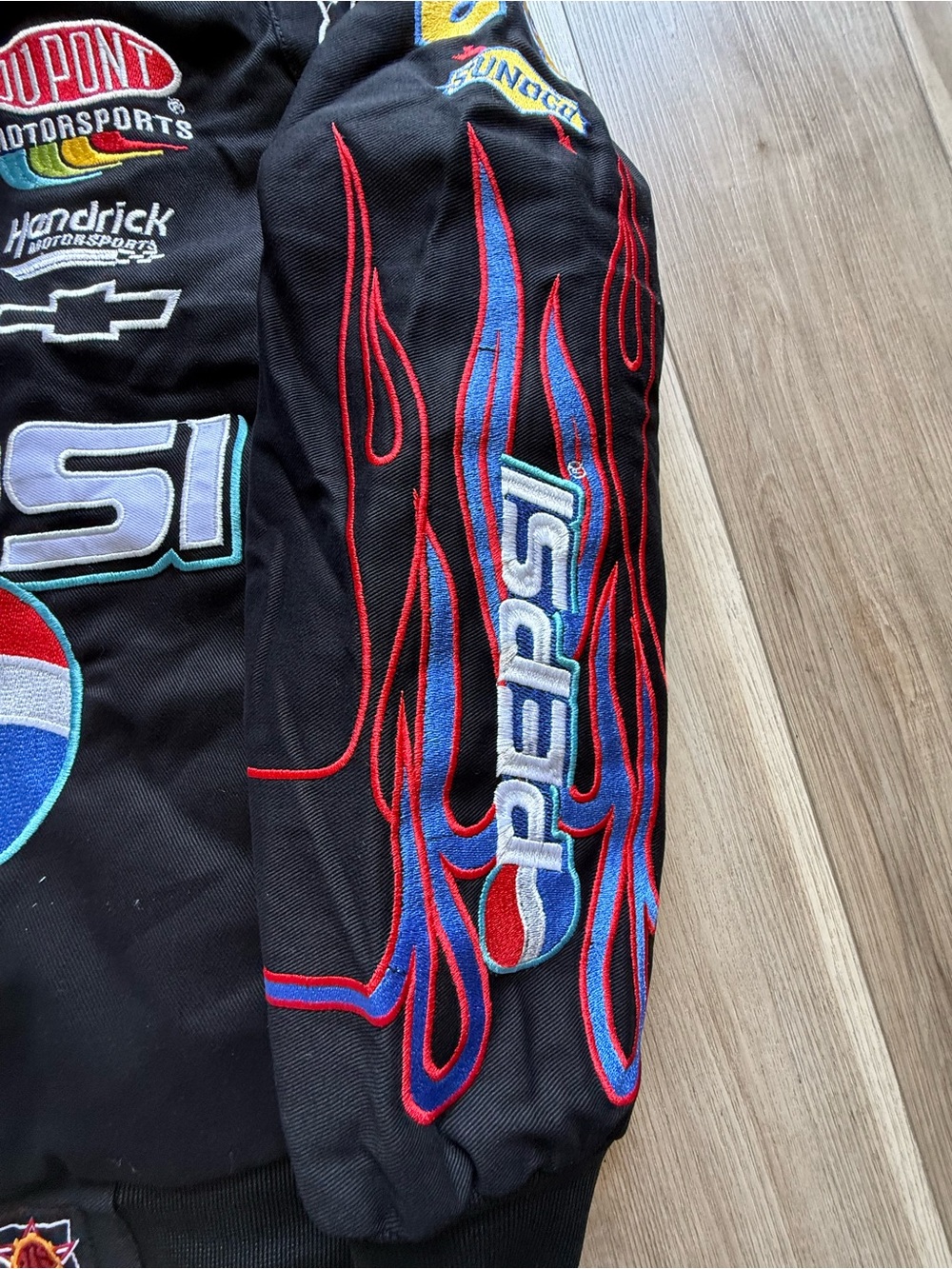 Vintage Reworked Pepsi Black Racing Jacket with Embroidered Logos - Picture 3 of 5